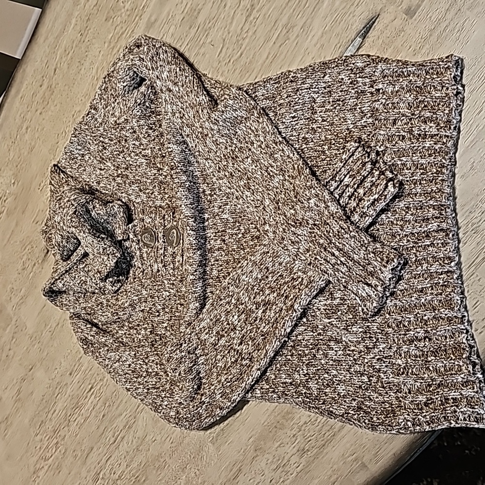 Wet Seal Sweater Brown and Tan With Hood Size X-Large